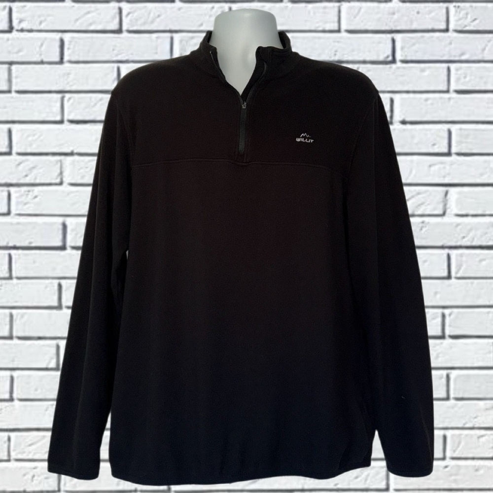 Willit Men’s Black Quarter-Zip Pullover Fleece Sweatshirt Size XL